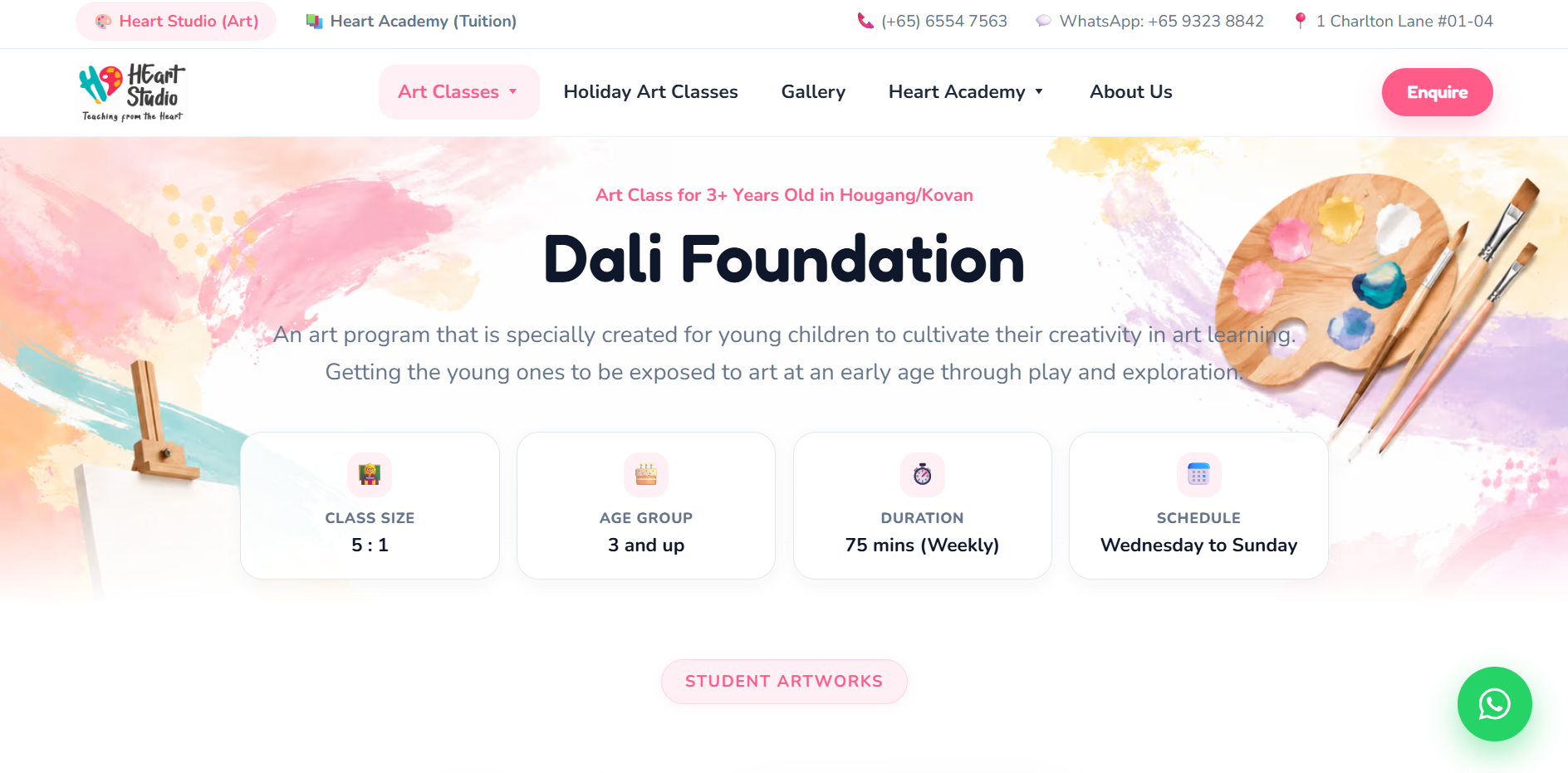 heART Studio - Art school website screenshot 6